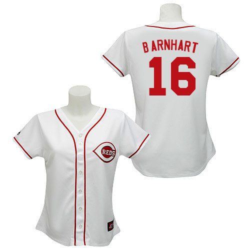Tucker Barnhart #16 mlb Jersey-Cincinnati Reds Women's Authentic Home White Cool Base Baseball Jersey